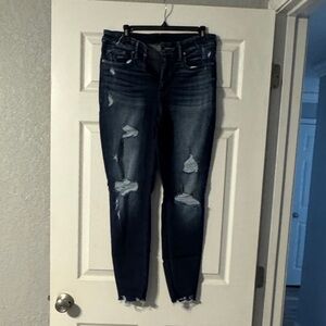 Stylish Dark Blue Distressed Skinny Jeans